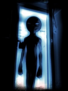 Zeta Reticuli, Grey Alien entering dark bedroom