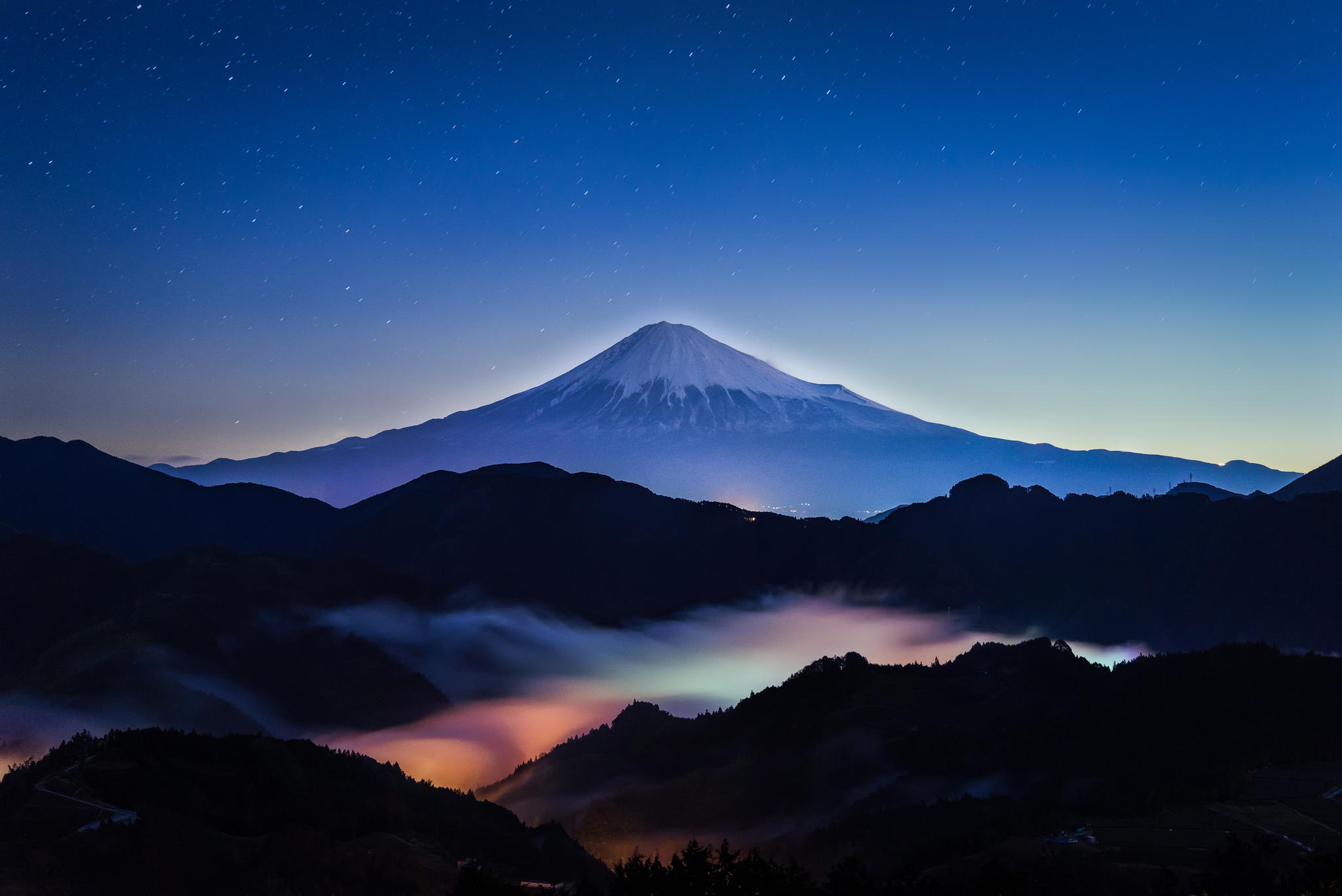 sacred mountain at dusk